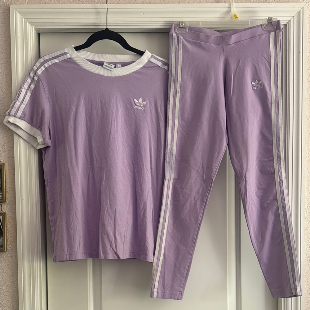Adidas Lavender Tee and Leggings Set